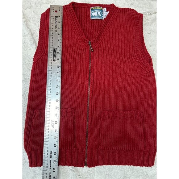 Cape Enrage Womens Size 36 Zip Front 100% Wool Knit Sweater Vest Red Lightweight - Picture 6 of 7
